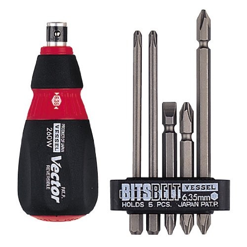 VESSEL 260W-155 Vetor Reversible Ball Grip Screwdriver Set - 260W-155